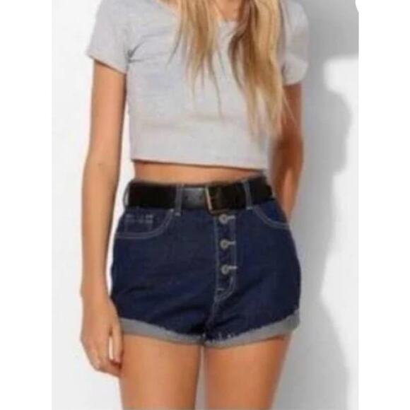BDG Super High Rise Foxy Button Fly Cuffed Denim Jean Short Shorts 26w - Picture 4 of 13
